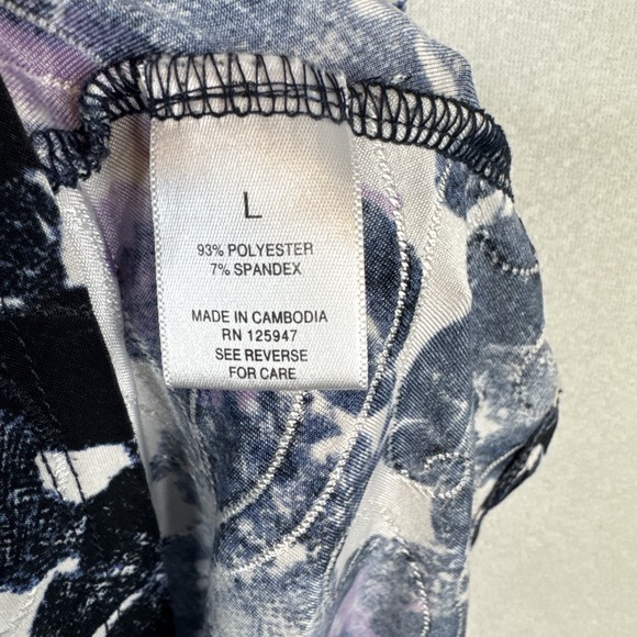 Roz & Ali Sleeveless Floral Blouse Large Gray Purple Pleated Flowy Top - Picture 6 of 7